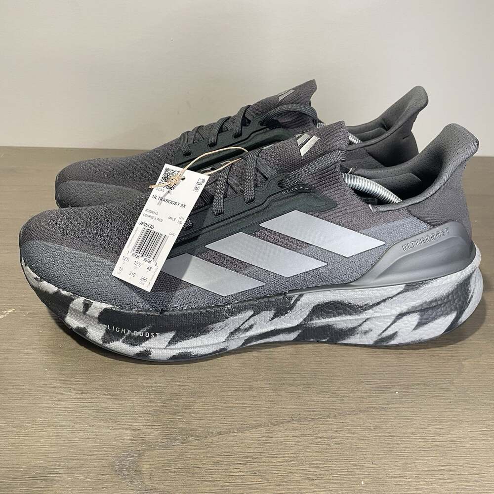 Adidas Mens Size 13 Running Shoes NEW Ultra Boost 5X Gray Carbon Marbled JR0530